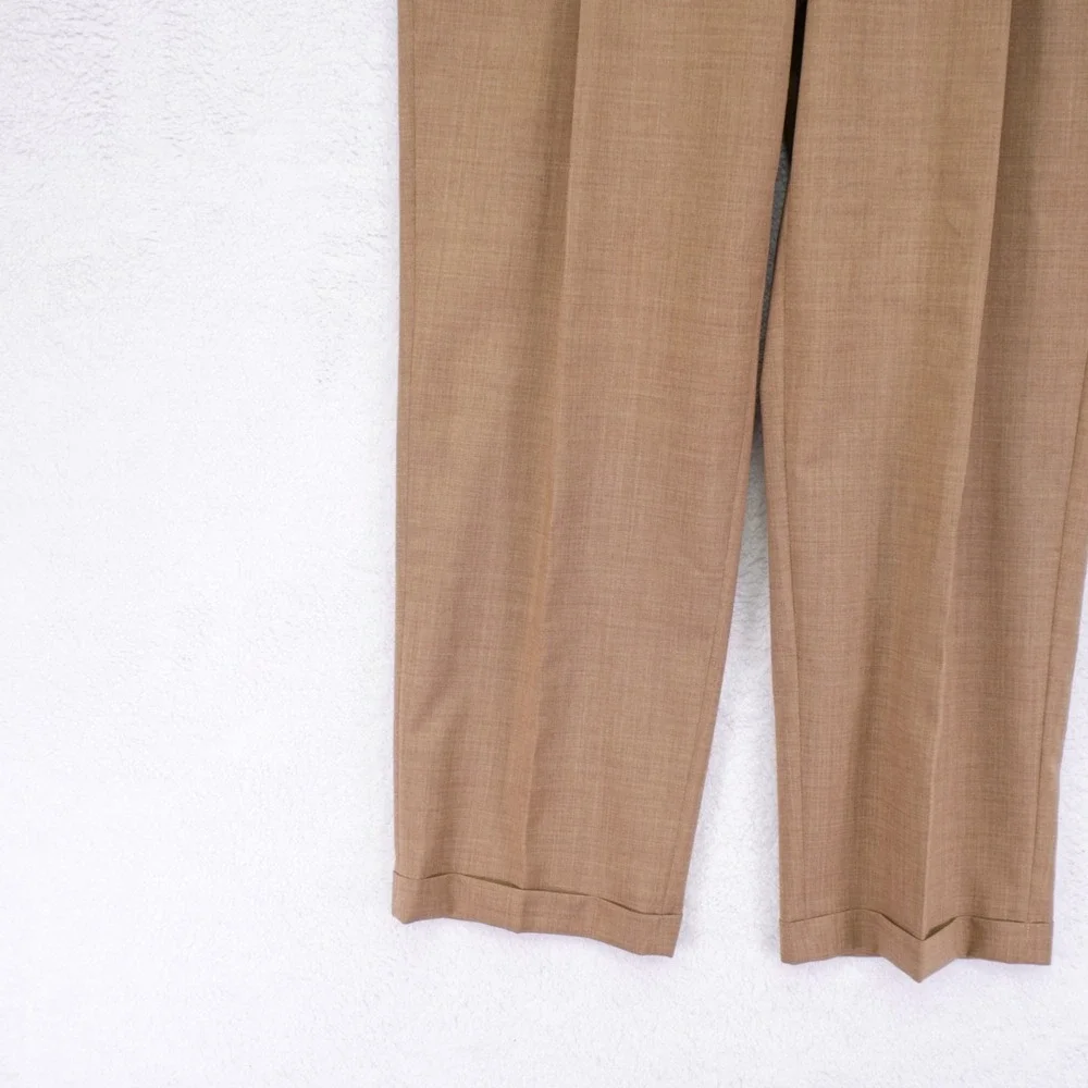 Hart Schaffner Marx Basketweave Tan Brown Dress Pants Trousers 36 / 30.5 High Ri